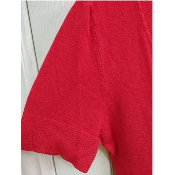 KNITTED BRIGHT RED SHORT SLEVE SHIRT - Picture 2 of 9